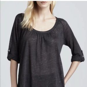 Joie Size S 100% Linen Merlot Top Charcoal Gray